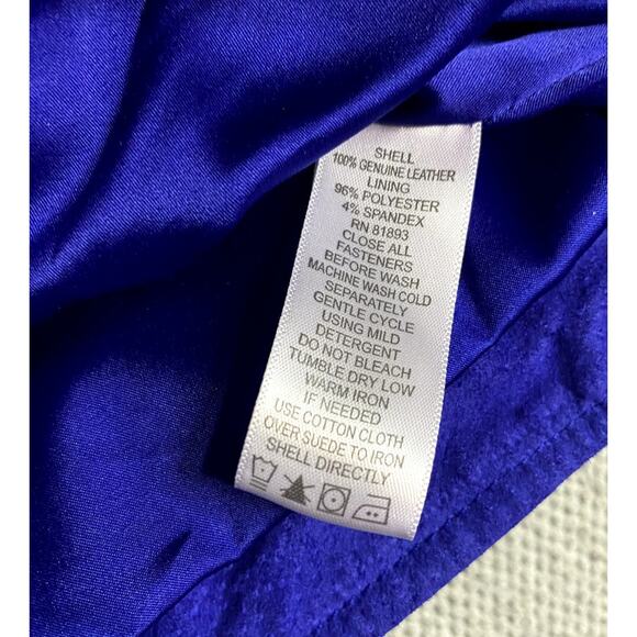 Liz Claiborne New York Suede Leather Jacket Womens L Royal Blue Fade Boho Chic - Picture 8 of 12